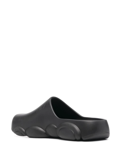Moschino Round-toe Chunky-sole Slides In Black
