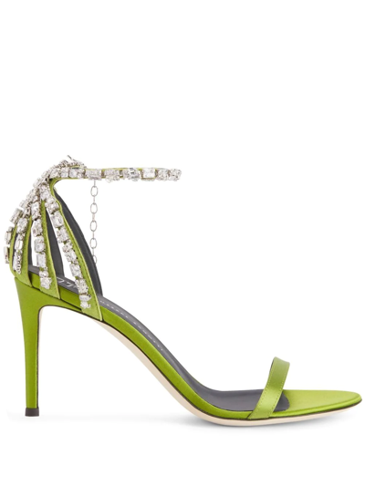 Shop Giuseppe Zanotti Adele Crystal 85mm Sandals In Green