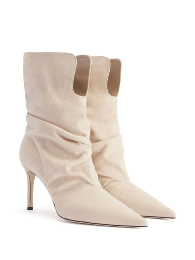 Shop Giuseppe Zanotti Yunah Suede 85mm Ankle Boots In Neutrals