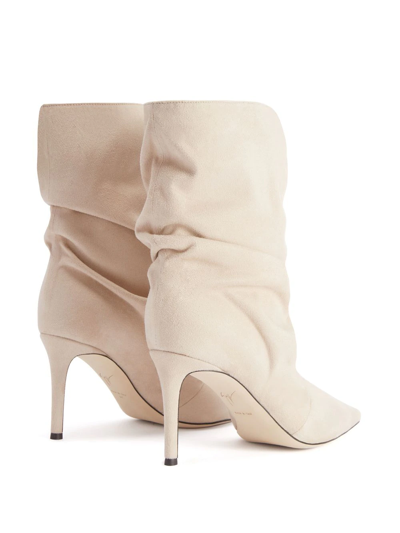 Shop Giuseppe Zanotti Yunah Suede 85mm Ankle Boots In Neutrals