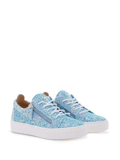 Giuseppe Zanotti Gail Glitter Low-top Sneakers In Blue