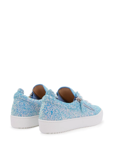 Giuseppe Zanotti Gail Glitter Low-top Sneakers In Blue