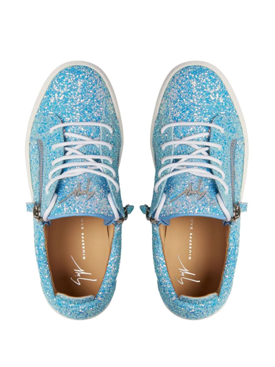Giuseppe Zanotti Gail Glitter Low-top Sneakers In Blue
