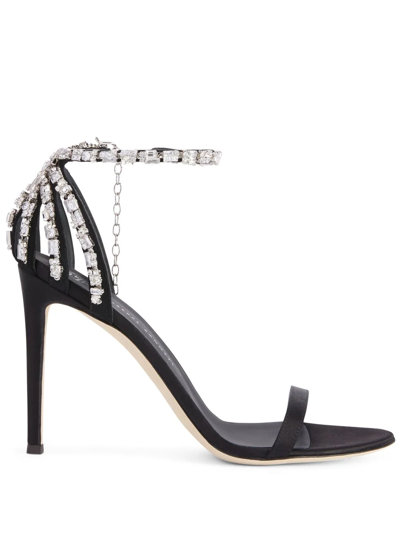 Shop Giuseppe Zanotti Adele Crystal 105mm Sandals In Black