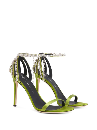 Shop Giuseppe Zanotti Adele Crystal 105mm Sandals In Green
