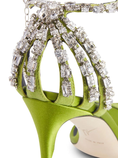 Shop Giuseppe Zanotti Adele Crystal 105mm Sandals In Green