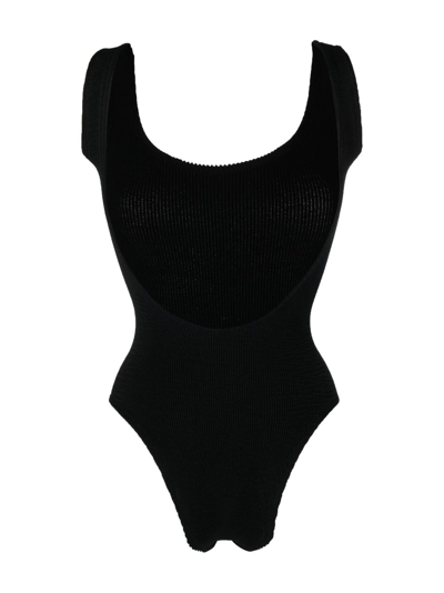 Reina Olga Velvet-effect Scoop-neck Swimsuit In Black