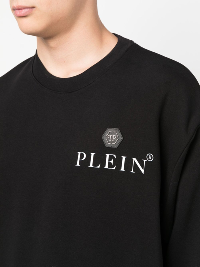 Shop Philipp Plein Logo-print Crew Neck Sweater In Black