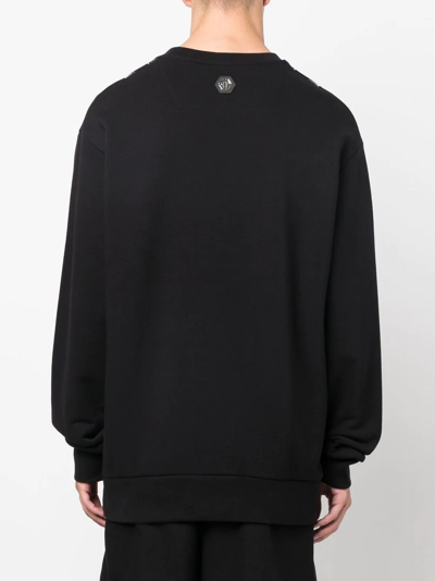 Shop Philipp Plein Chain Link-print Crew Neck Sweater In Black