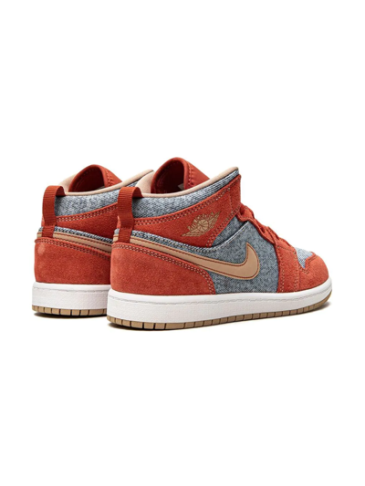 Shop Jordan 1 Mid Se "denim" Sneakers In Grey