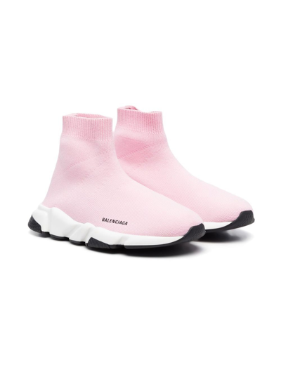 Balenciaga Kids' Speed Lt Recycled Branded Trainers Pink | ModeSens