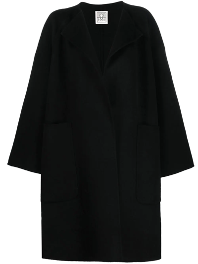 Shop Totême Wide-sleeved Midi Coat In Black