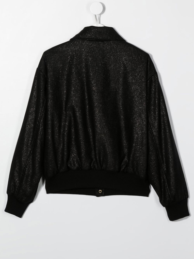 Shop Balmain Metallic Glitter-detail Bomber Jacket In Black