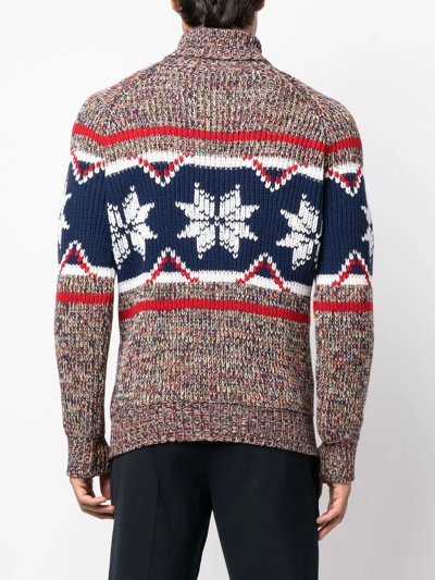 Shop Etro Fairisle Roll-neck Jumper In Red