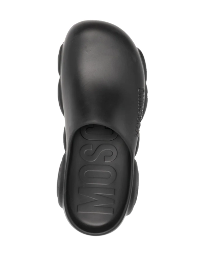 Shop Moschino Teddy Bear-sole Round-toe Slides In Black