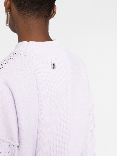 Attico Open-knit Crew-neck Jumper In Purple