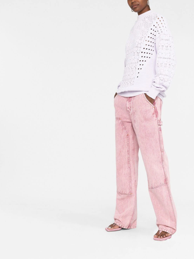 Attico Open-knit Crew-neck Jumper In Purple