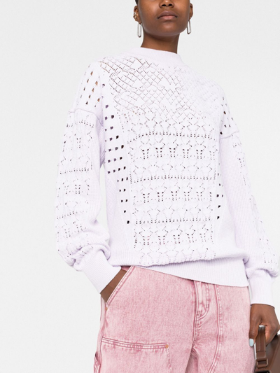 Attico Open-knit Crew-neck Jumper In Purple