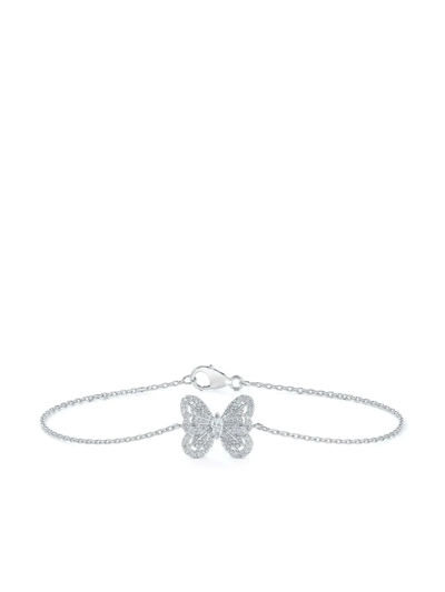 Shop De Beers Jewellers 18kt White Gold Portraits Of Nature Butterfly Diamond Bracelet In Silver