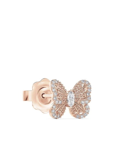 Shop De Beers Jewellers 18kt Rose Gold Portraits Of Nature Butterfly Diamond Stud Earrings In Pink