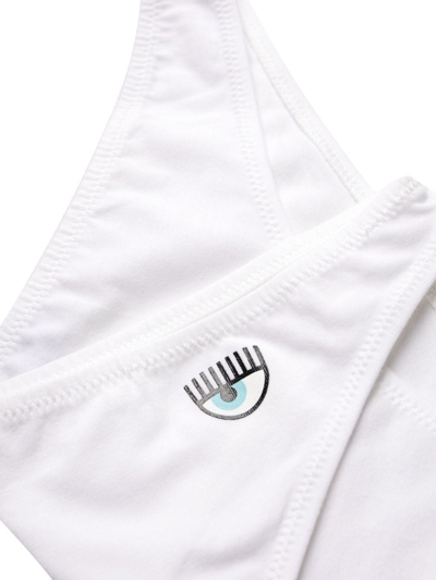 Chiara Ferragni Eyelike-motif Stretch-cotton Thong In White