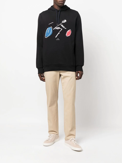 Shop Ps By Paul Smith Graphic-print Pullover Hoodie In Black