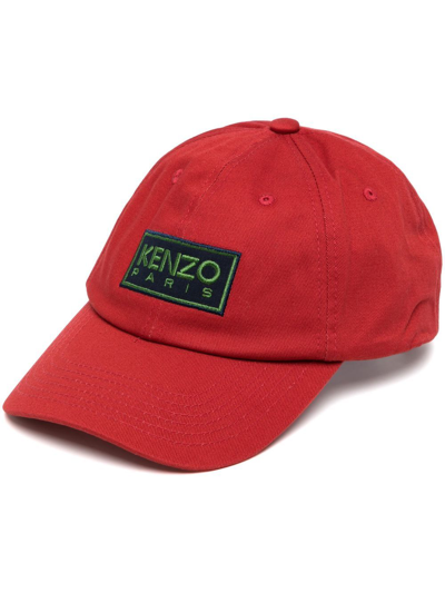 Shop Kenzo Embroidered-logo Cap In Red