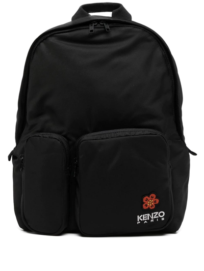 Shop Kenzo Embroidered-logo Backpack In Black