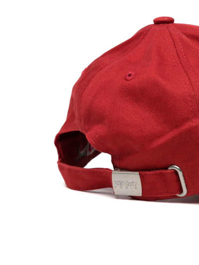 Shop Kenzo Embroidered-logo Cap In Red
