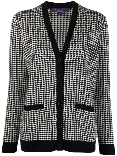 Ralph Lauren Houndstooth Single-breasted Cardigan In White