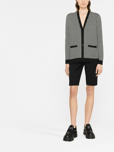 Ralph Lauren Houndstooth Single-breasted Cardigan In White