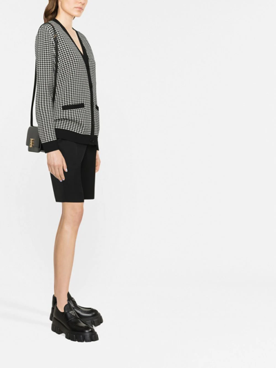 Ralph Lauren Houndstooth Single-breasted Cardigan In White