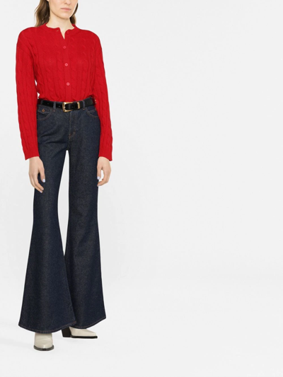 Shop Chloé High-waisted Flared Jeans In Blue