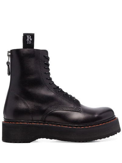 Shop R13 Platform Leather Ankle Boots In Black