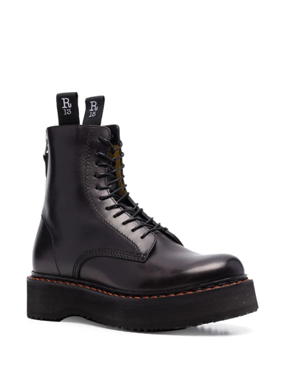 R13 Platform Leather Ankle Boots In Black