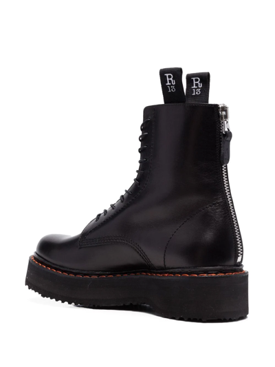 R13 Platform Leather Ankle Boots In Black