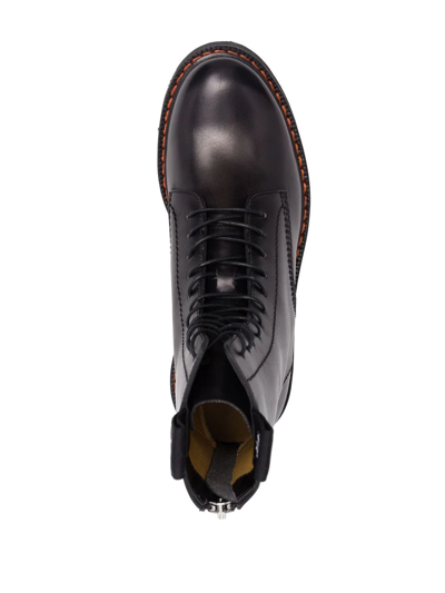 R13 Platform Leather Ankle Boots In Black