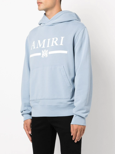 Shop Amiri Logo-print Cotton Hoodie In Blue
