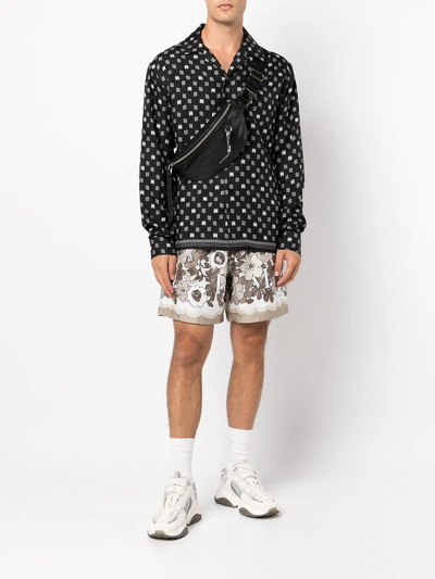 Amiri Monochrome Logo-print Silk-twill Shirt In Black