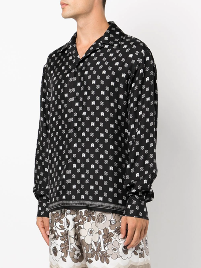 Amiri Monochrome Logo-print Silk-twill Shirt In Black