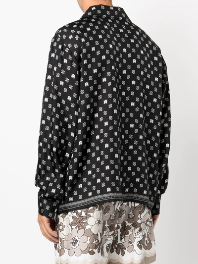 Amiri Monochrome Logo-print Silk-twill Shirt In Black