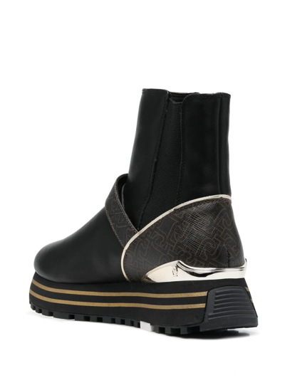 Liu •jo Maxi Wonder Leather Ankle Boots In Black