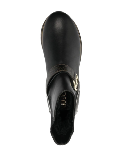 Liu •jo Maxi Wonder Leather Ankle Boots In Black