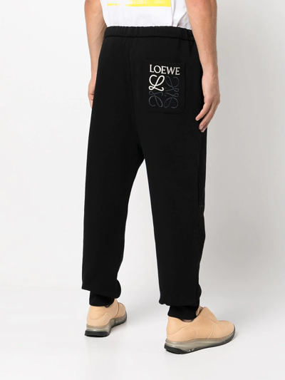 Shop Loewe Embroidered Logo Trousers In Black