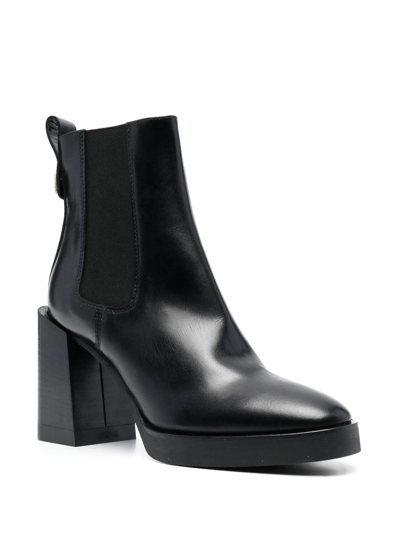 Shop Furla Greta 90mm Leather Chelsea Boots In Black