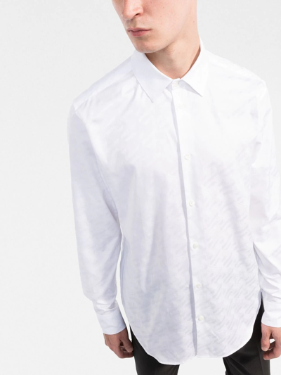 Shop Versace La Greca Logo-jacquard Shirt In White