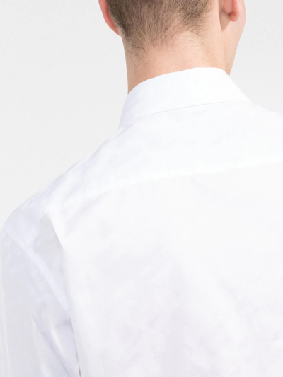 Shop Versace La Greca Logo-jacquard Shirt In White