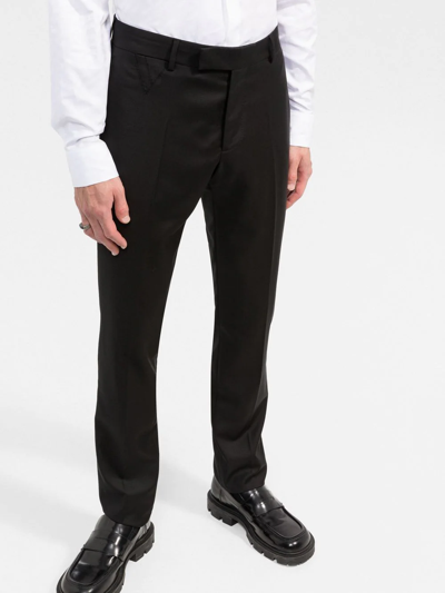 Shop Versace Wool Tailored Trousers In Black