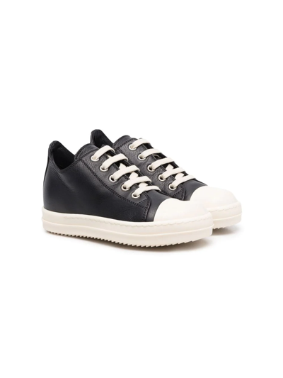 Shop Rick Owens Lace-up Leather Sneakers In Black