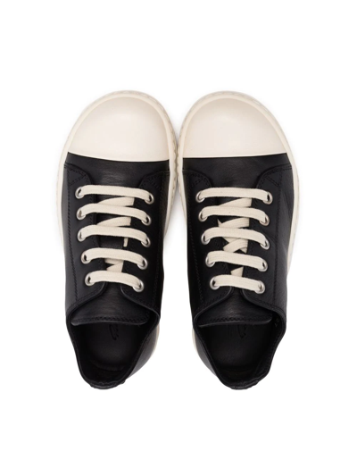 Shop Rick Owens Lace-up Leather Sneakers In Black